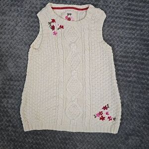 Gap Sweater Vest Toddler Girls 18-24 Cream Floral Cable Knit‎ Cozy Warm Holiday